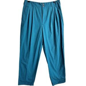 Perry Ellis America Pants Mens 34 Green Check Pleated Golf Casual Vtg 90's 33x30